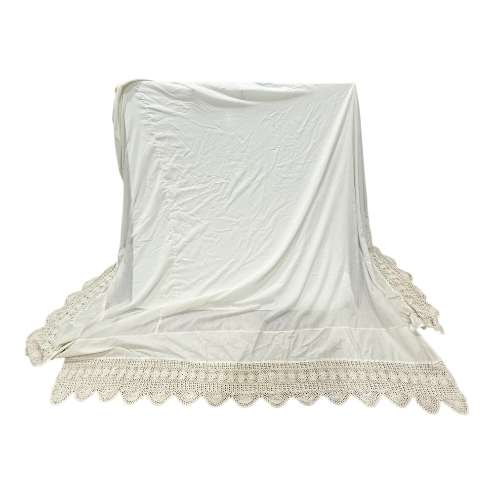 JCPenney Home Collection White Crochet Lace Bed Skirt King 15 Inch Drop 78x80